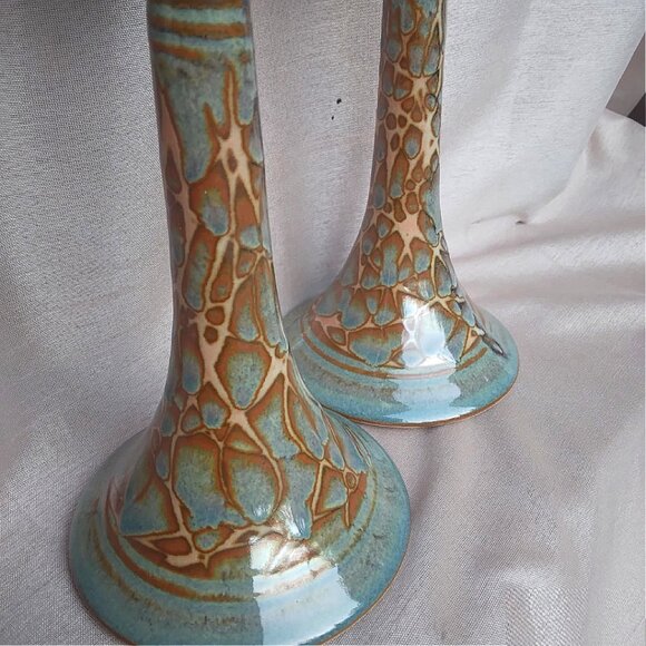 Gorgeous pair of Tall, Slender Hand Thrown and Glazed Stoneware Goblets - Picture 8 of 13